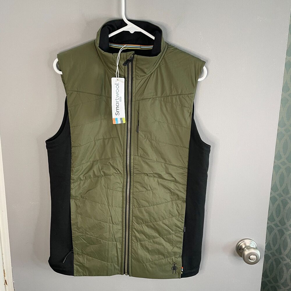 Smartwool Mens M Smartloft Vest Full Zip Green Breathable Wicking NWT